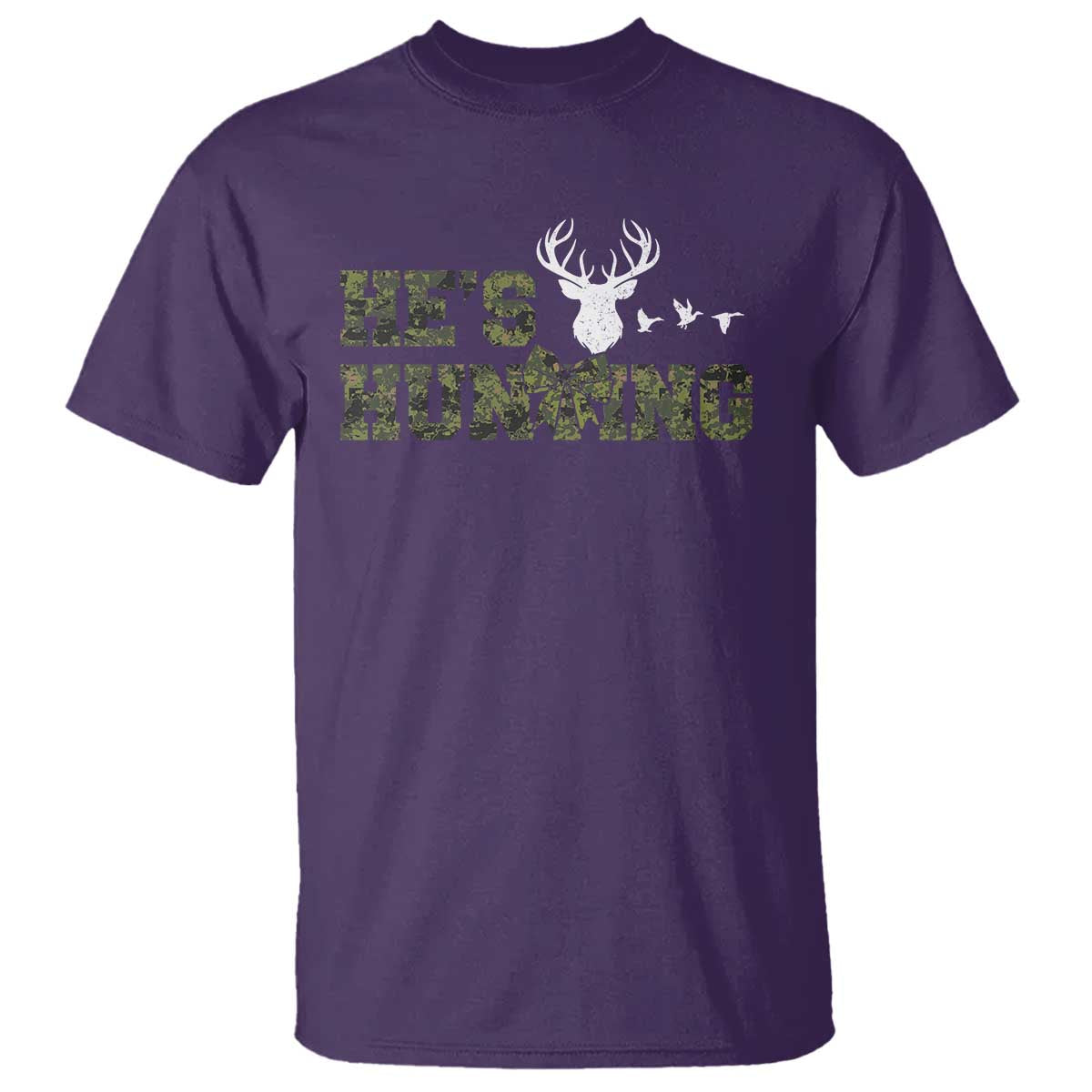 He Is Hunting T Shirt Camo Deer Hunters Girlfriend Wife Hunting Season - Wonder Print Shop