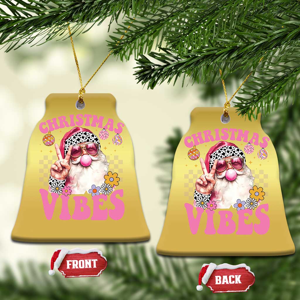 Retro Santa Christmas Ornament Pink Xmas Vibes Groovy Santa Claus Womens Kids Girls Gifts - Wonder Print Shop