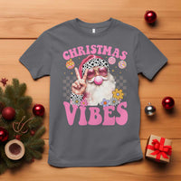 Retro Christmas Santa T Shirt Pink Xmas Vibes Groovy Santa Claus Womens Kids Girls Gifts - Wonder Print Shop
