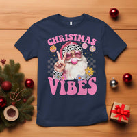 Retro Christmas Santa T Shirt Pink Xmas Vibes Groovy Santa Claus Womens Kids Girls Gifts - Wonder Print Shop