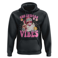 Retro Christmas Santa Hoodie Pink Xmas Vibes Groovy Santa Claus Womens Kids Girls Gifts