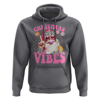 Retro Christmas Santa Hoodie Pink Xmas Vibes Groovy Santa Claus Womens Kids Girls Gifts