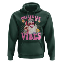 Retro Christmas Santa Hoodie Pink Xmas Vibes Groovy Santa Claus Womens Kids Girls Gifts