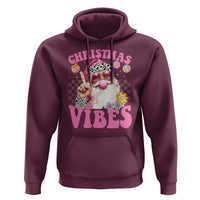 Retro Christmas Santa Hoodie Pink Xmas Vibes Groovy Santa Claus Womens Kids Girls Gifts