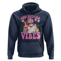 Retro Christmas Santa Hoodie Pink Xmas Vibes Groovy Santa Claus Womens Kids Girls Gifts
