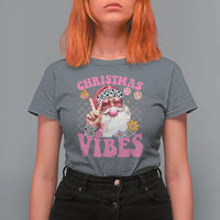 Retro Christmas Santa T Shirt For Women Pink Xmas Vibes Groovy Santa Claus Womens Kids Girls Gifts - Wonder Print Shop
