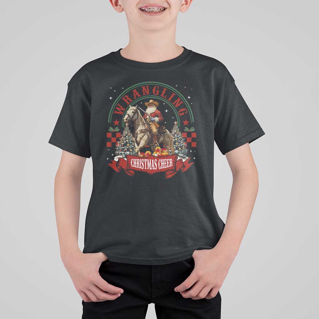 Western Christmas T Shirt For Kid Howdy Country Christmas Horse Xmas Cheer - Wonder Print Shop