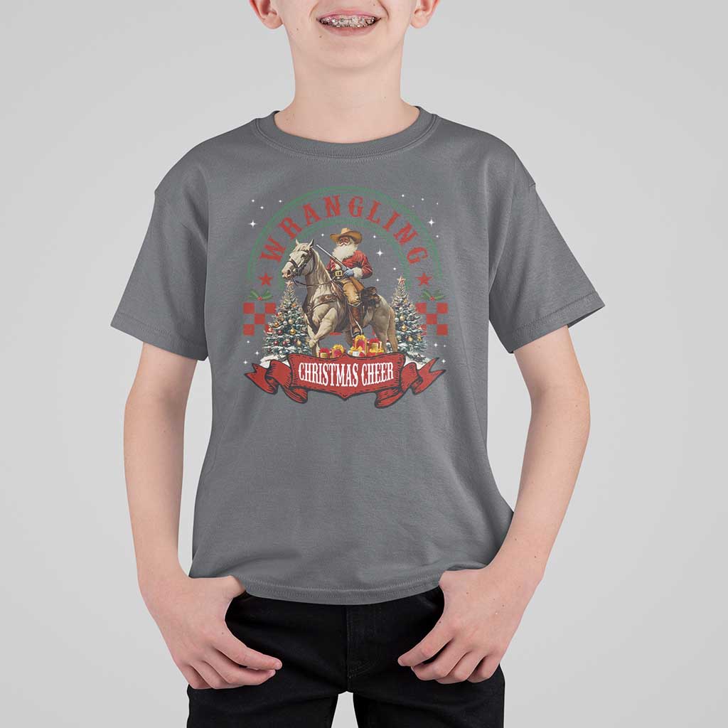 Western Christmas T Shirt For Kid Howdy Country Christmas Horse Xmas Cheer - Wonder Print Shop