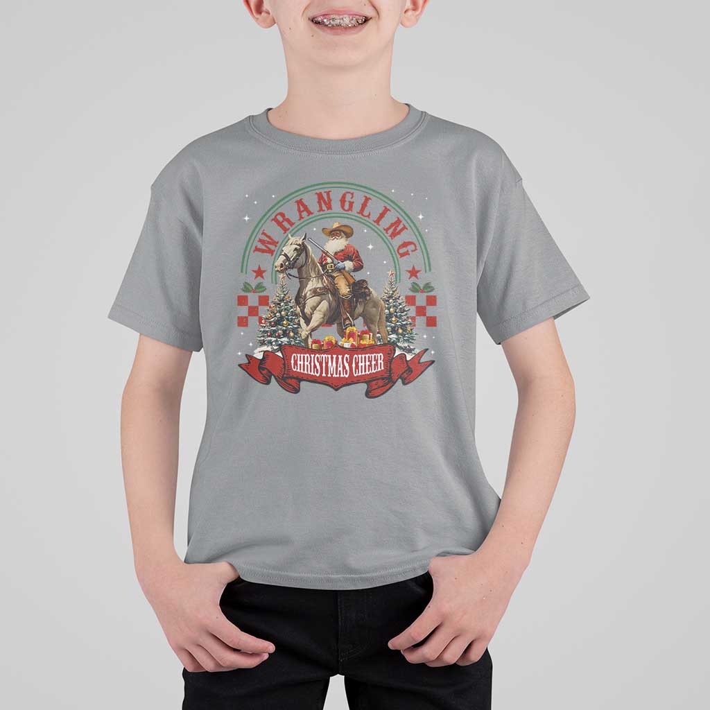 Western Christmas T Shirt For Kid Howdy Country Christmas Horse Xmas Cheer - Wonder Print Shop