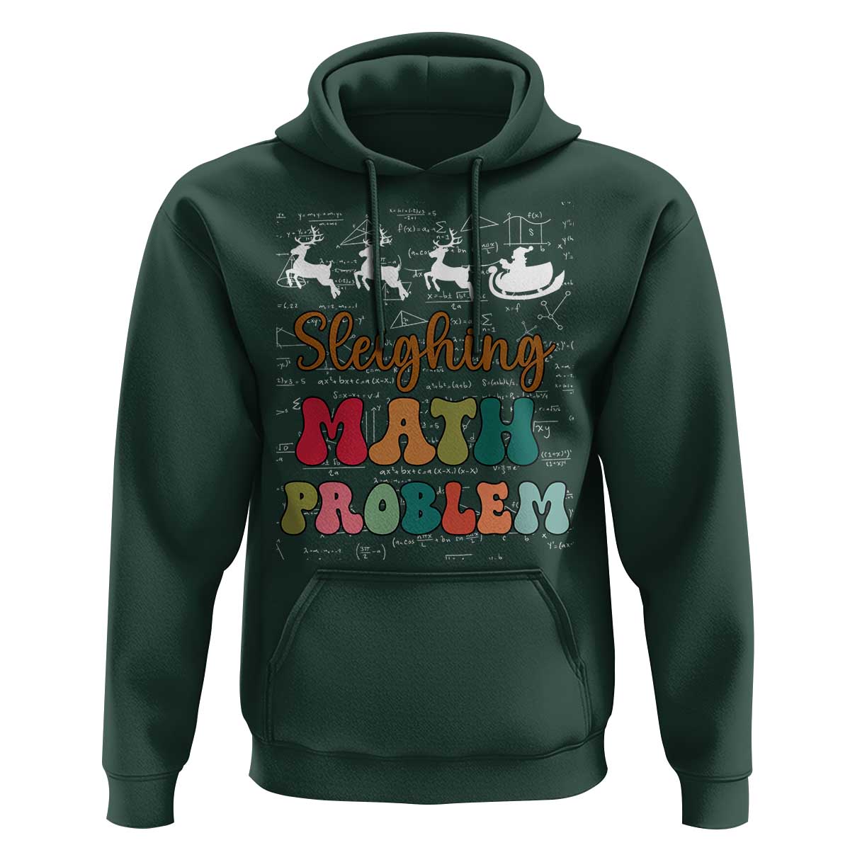 Math Teacher Christmas Hoodie Sleighing Math Problem Xmas Gift
