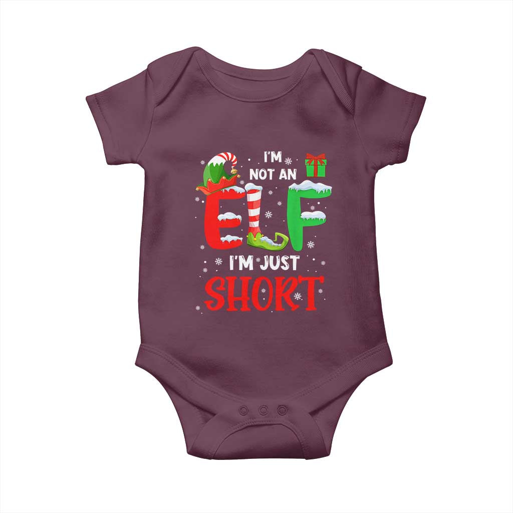Funny Christmas Baby Onesie I'm Not An Elf Just Short Xmas