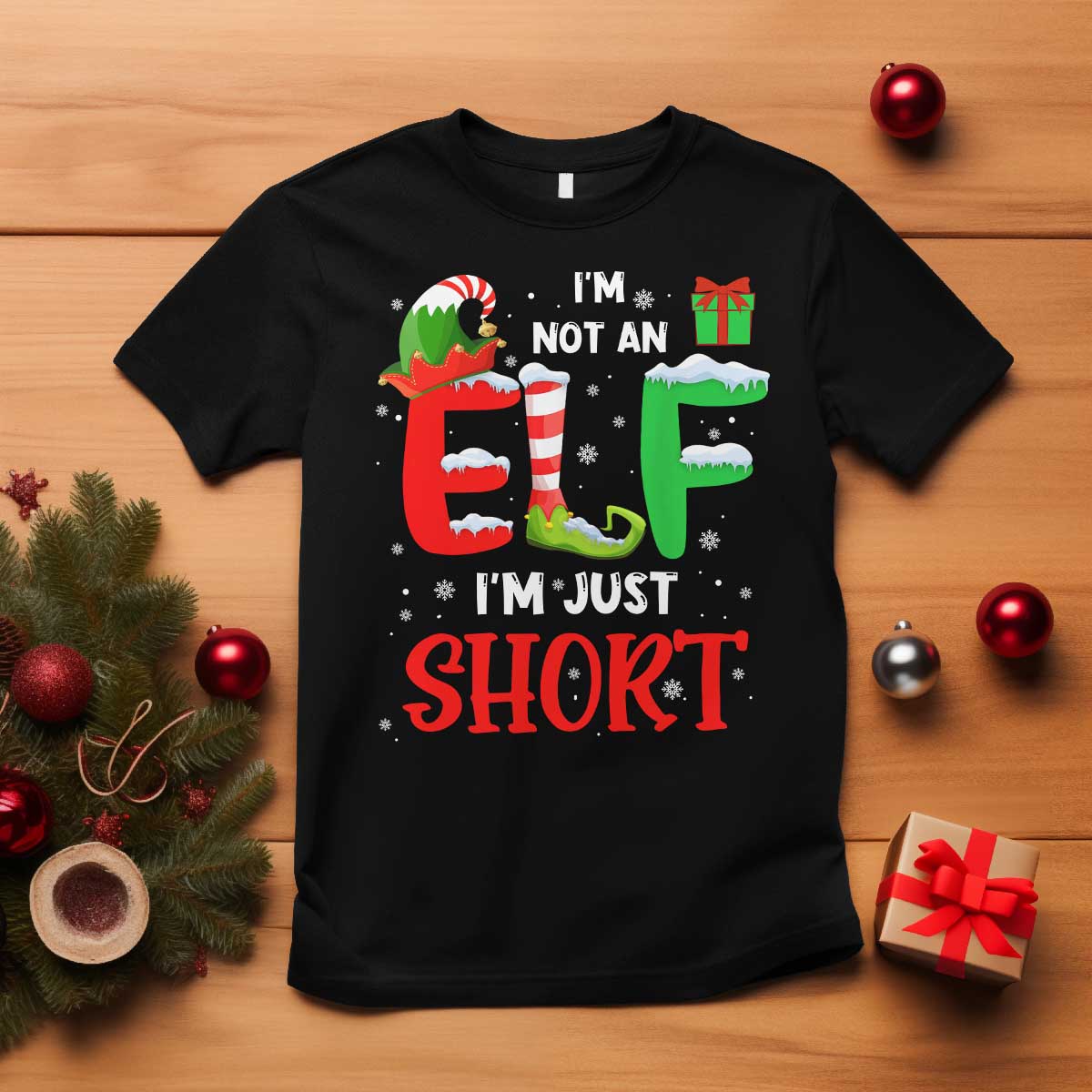 Funny Christmas T Shirt I'm Not An Elf Just Short Xmas - Wonder Print Shop