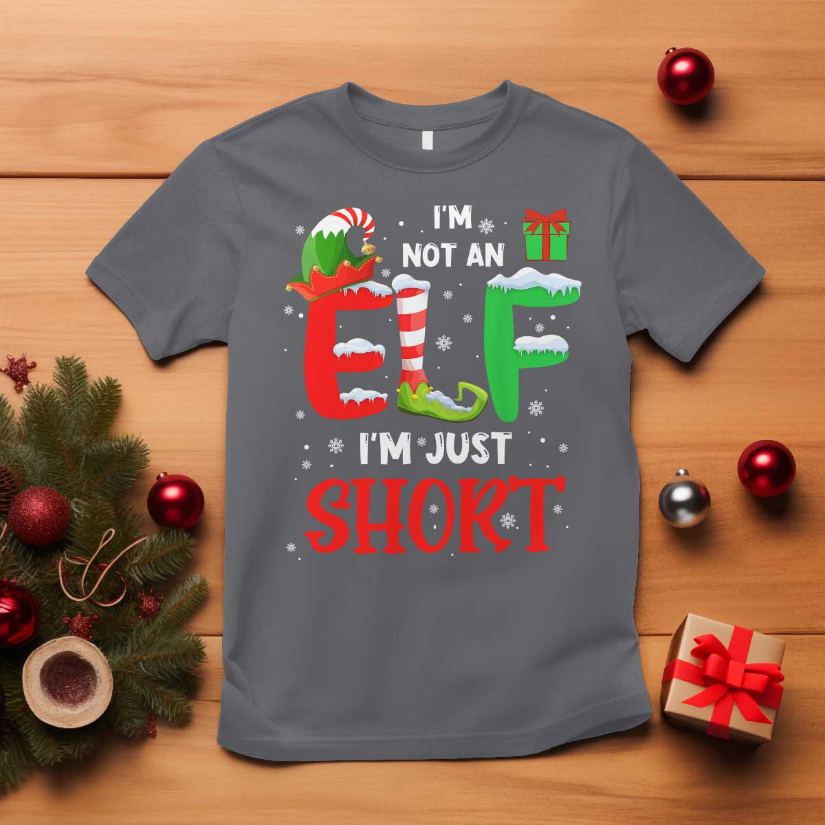 Funny Christmas T Shirt I'm Not An Elf Just Short Xmas - Wonder Print Shop