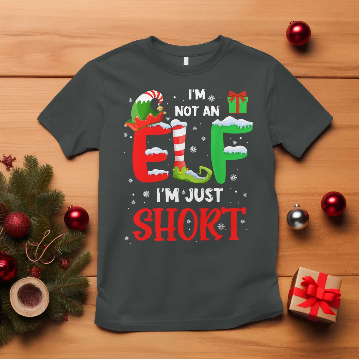 Funny Christmas T Shirt I'm Not An Elf Just Short Xmas - Wonder Print Shop