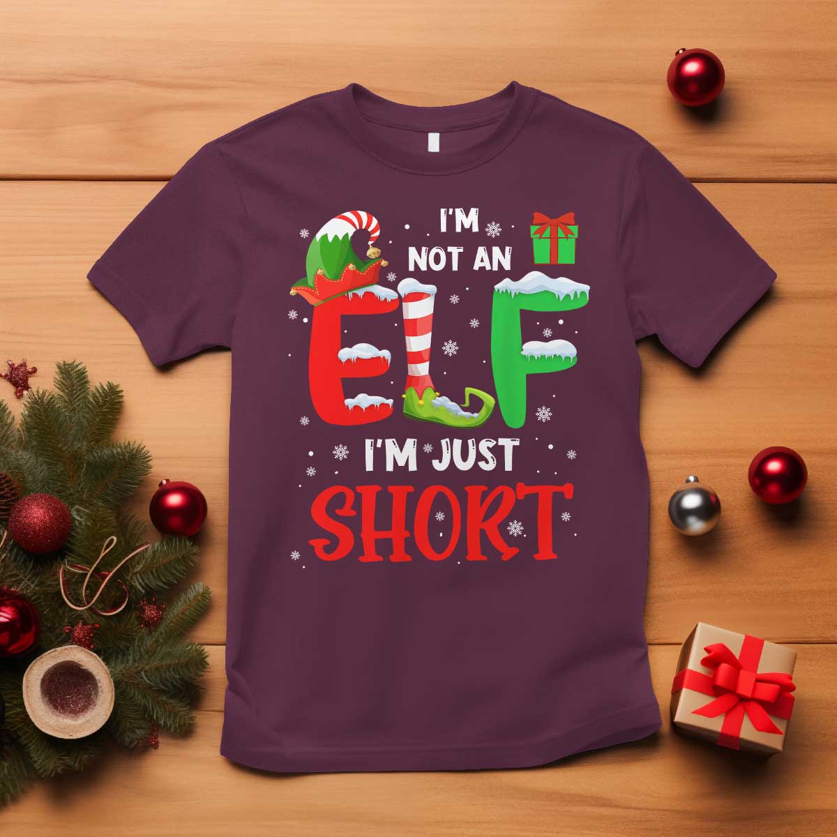 Funny Christmas T Shirt I'm Not An Elf Just Short Xmas - Wonder Print Shop