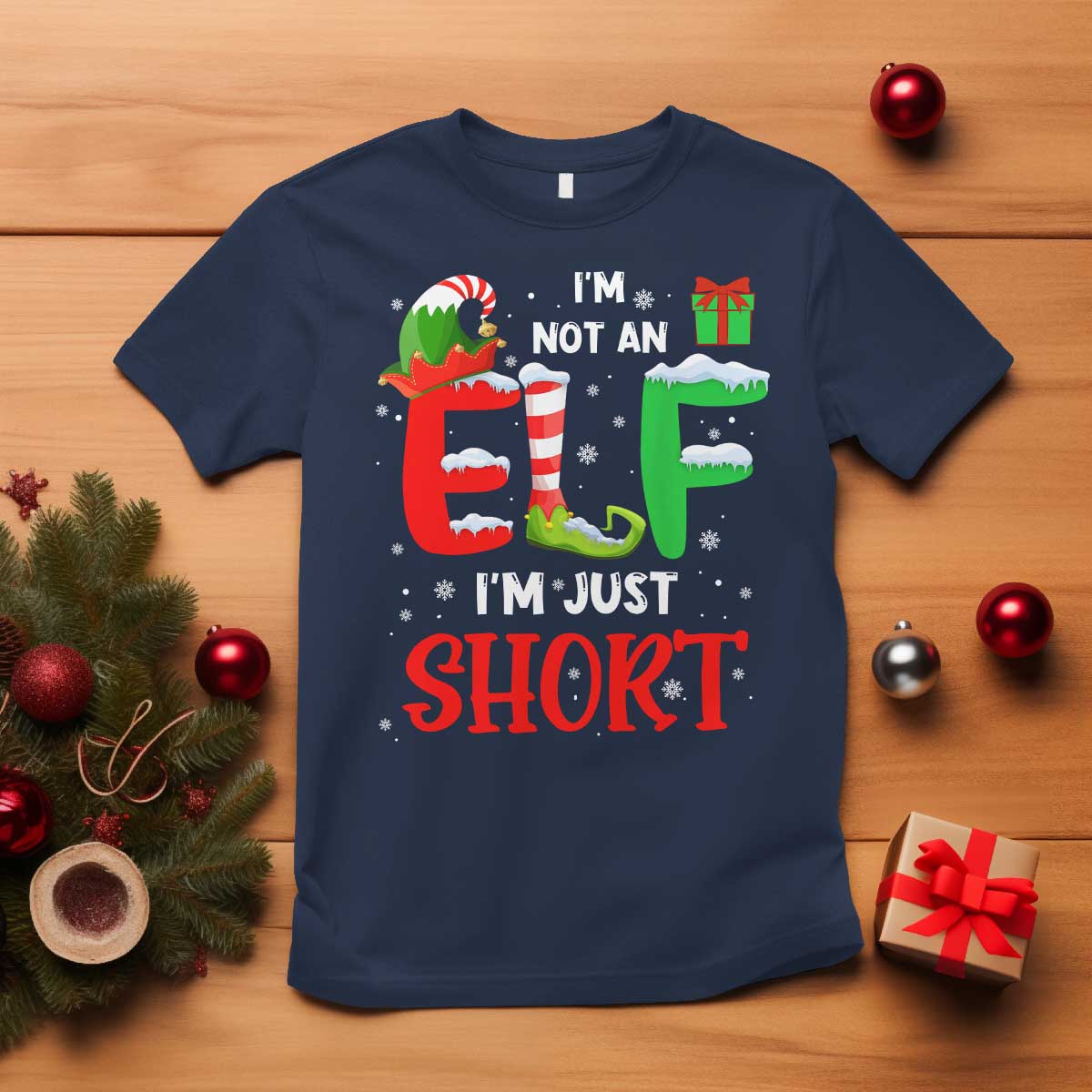 Funny Christmas T Shirt I'm Not An Elf Just Short Xmas - Wonder Print Shop