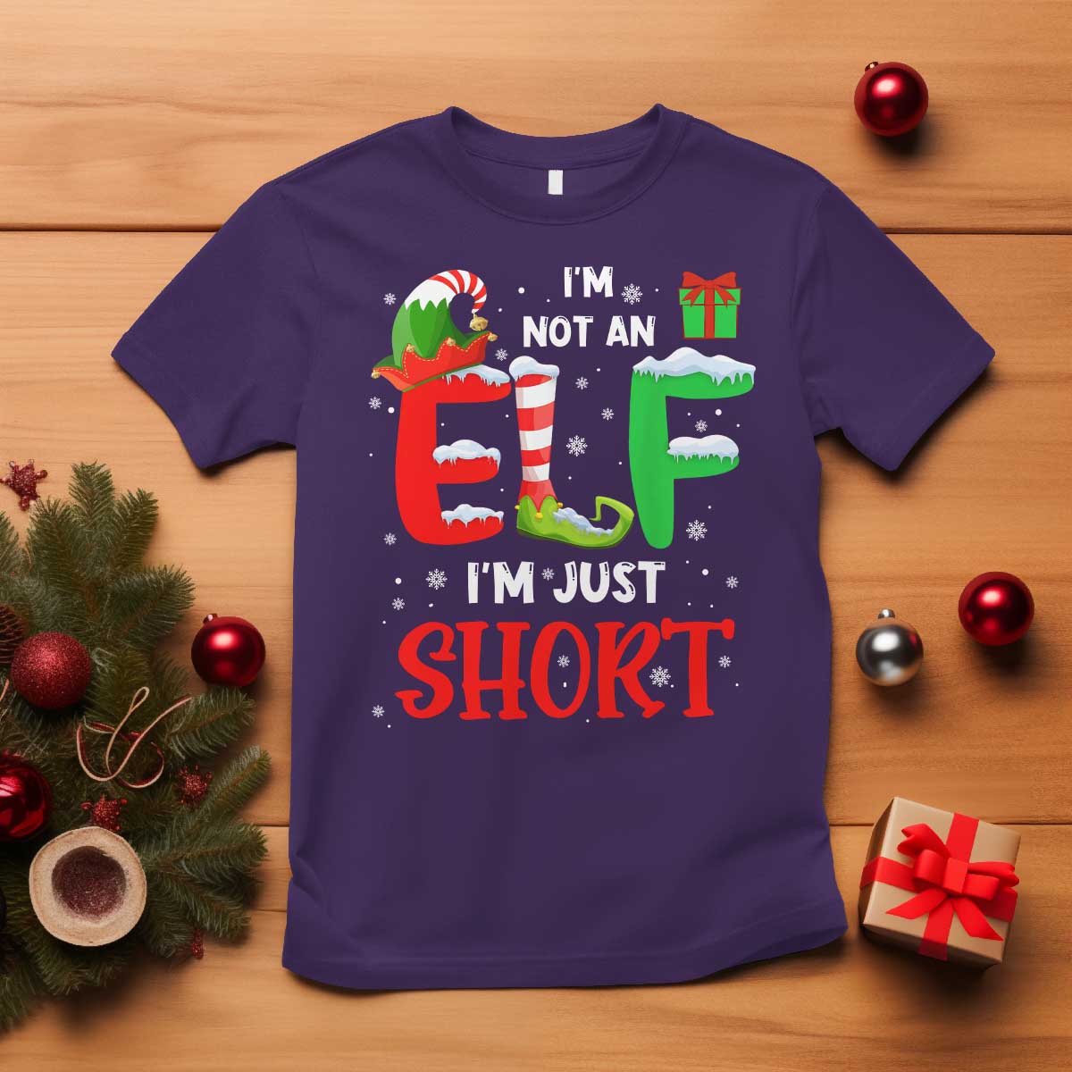 Funny Christmas T Shirt I'm Not An Elf Just Short Xmas - Wonder Print Shop
