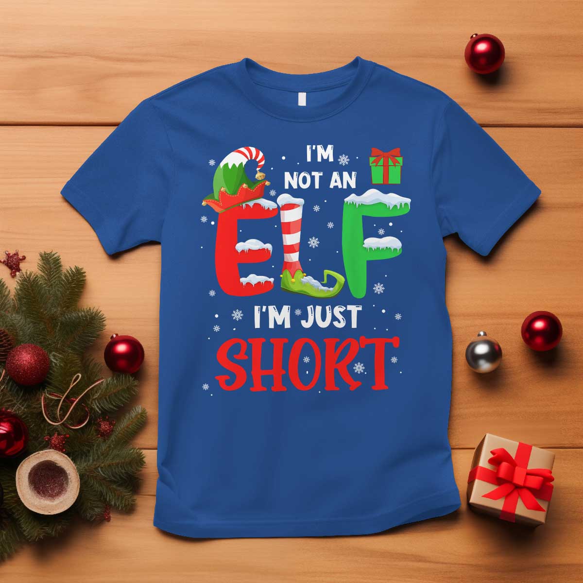 Funny Christmas T Shirt I'm Not An Elf Just Short Xmas - Wonder Print Shop