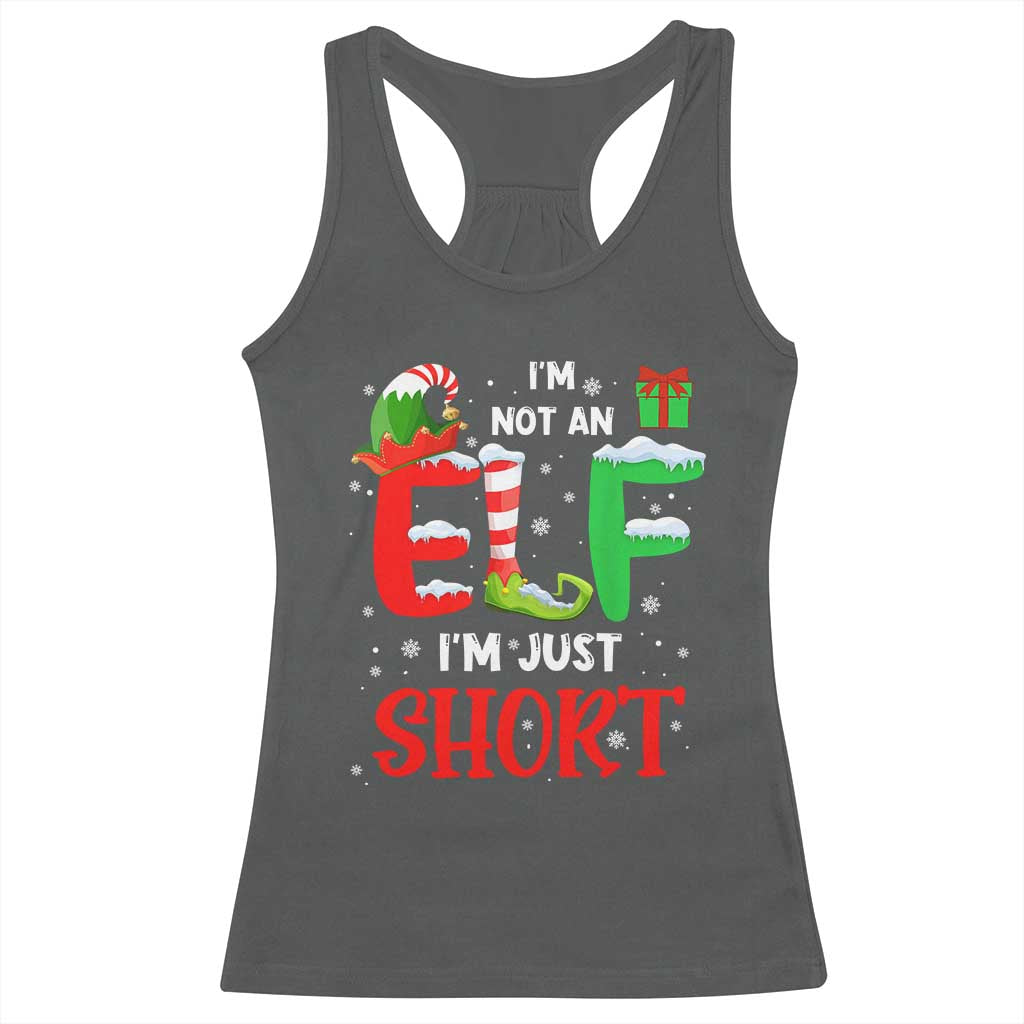 Funny Christmas Racerback Tank Top I'm Not An Elf Just Short Xmas