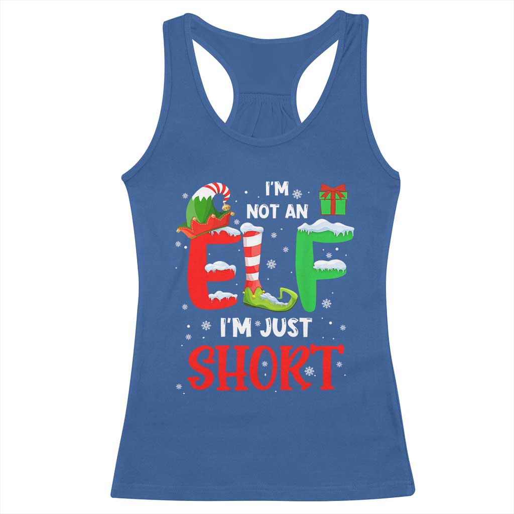 Funny Christmas Racerback Tank Top I'm Not An Elf Just Short Xmas