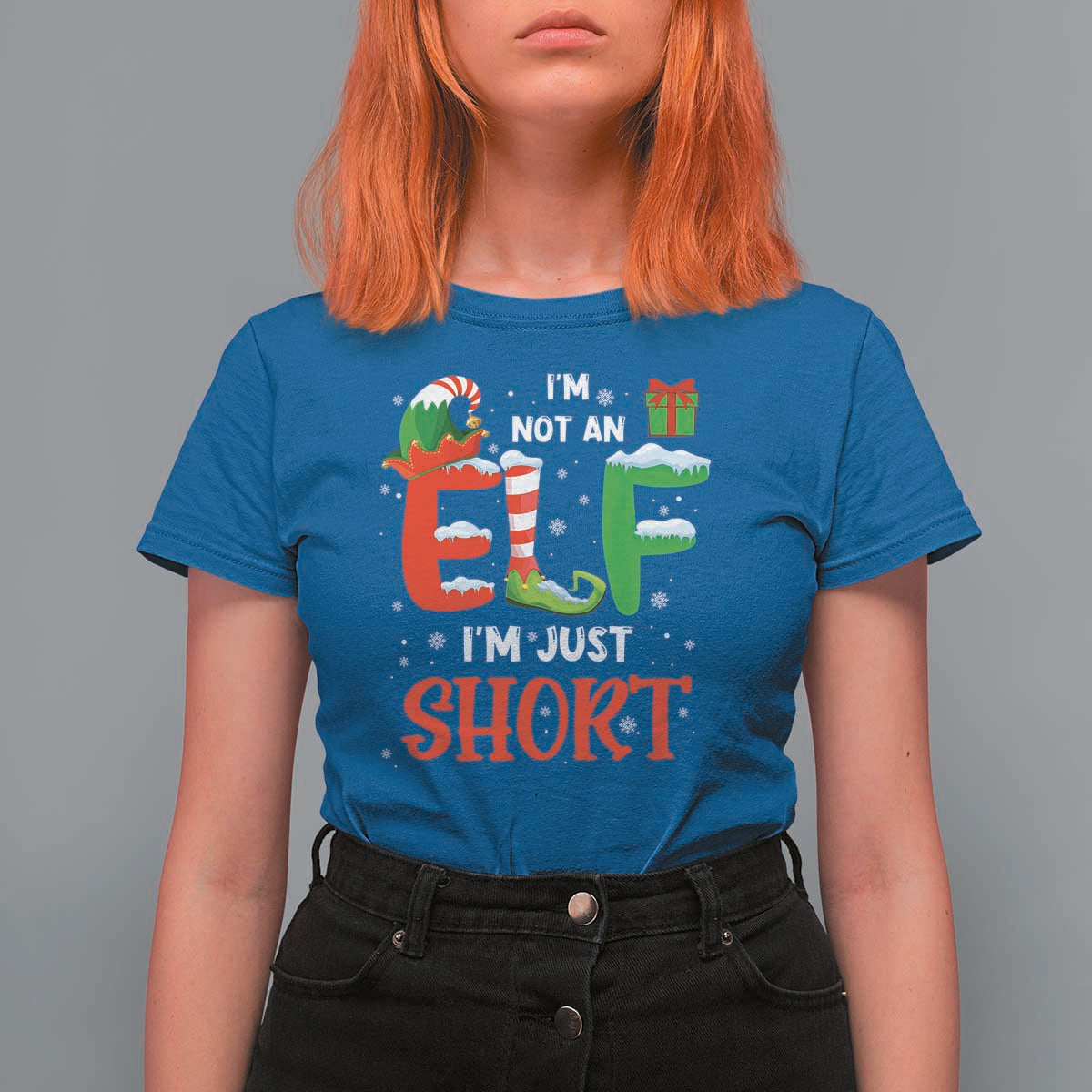 Funny Christmas T Shirt For Women I'm Not An Elf Just Short Xmas - Wonder Print Shop