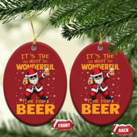 Funny Christmas Santa Claus Drinking Beer Wonderful Time Christmas Ornament - Wonder Print Shop