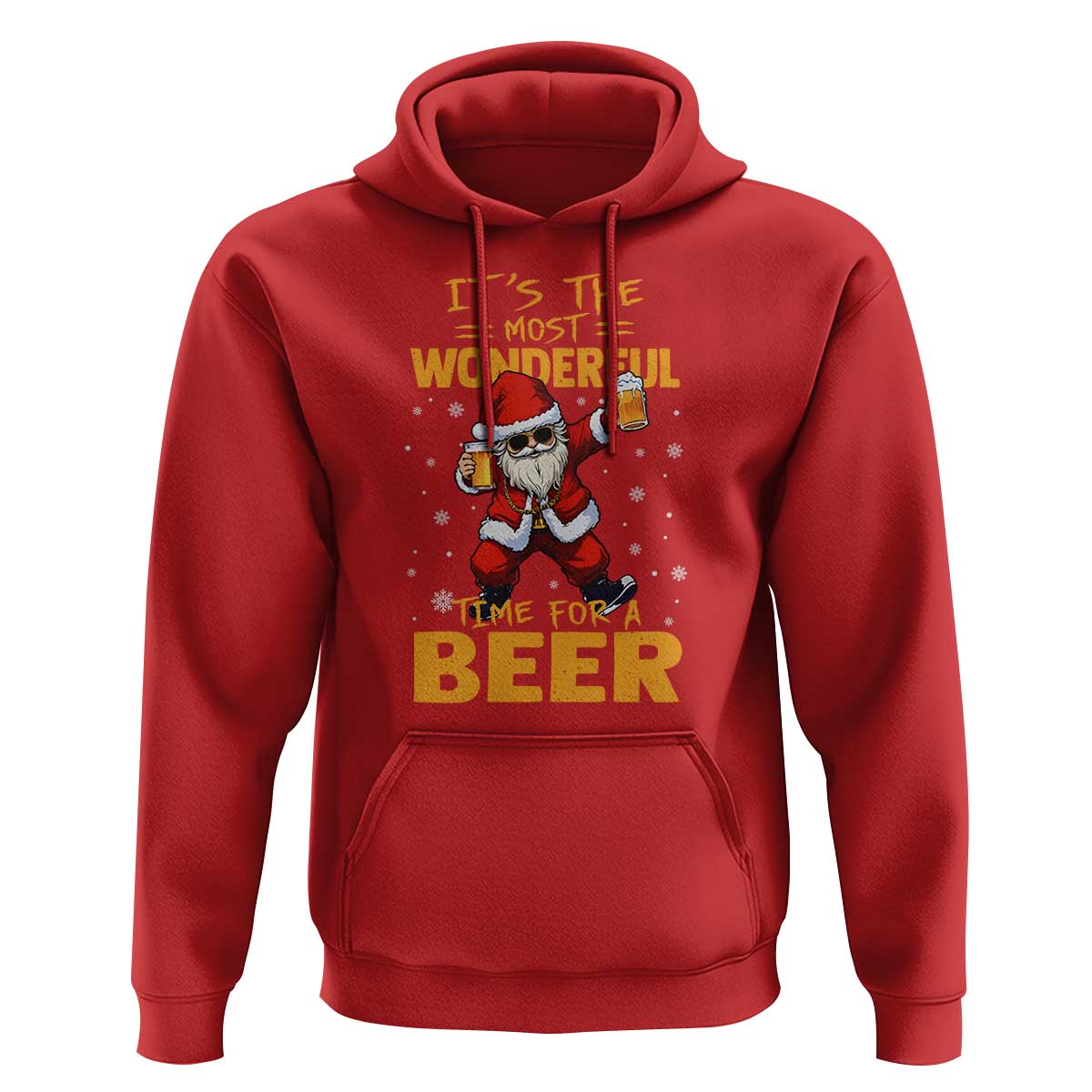 Funny Christmas Santa Claus Drinking Beer Wonderful Time Hoodie