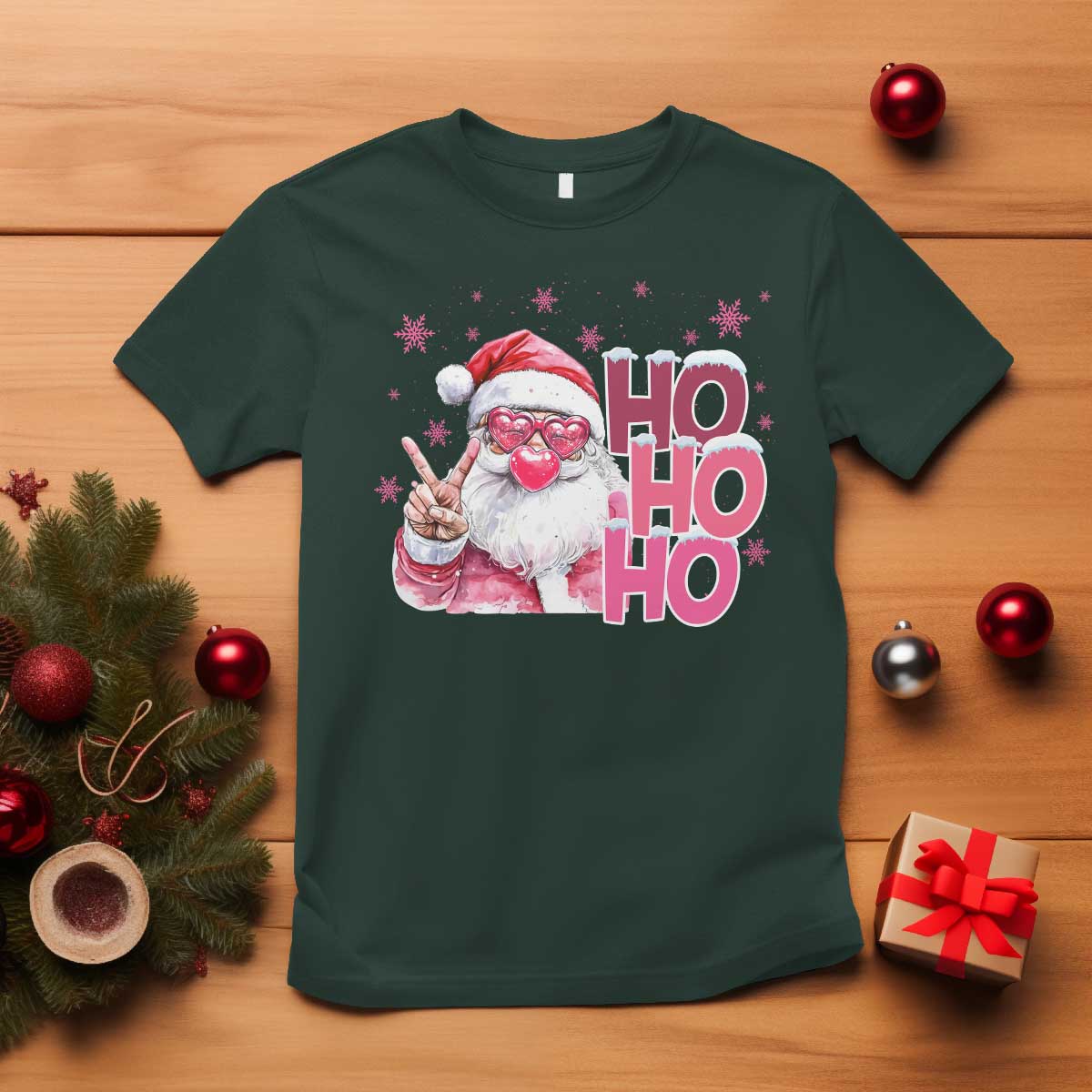 Christmas Couple Matching T Shirt Pink Santa Claus Ho Ho Ho - Wonder Print Shop