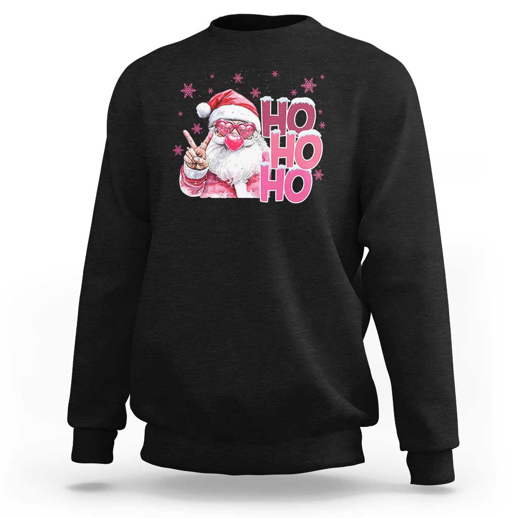 Christmas Couple Matching Sweatshirt Pink Santa Claus Ho Ho Ho - Wonder Print Shop