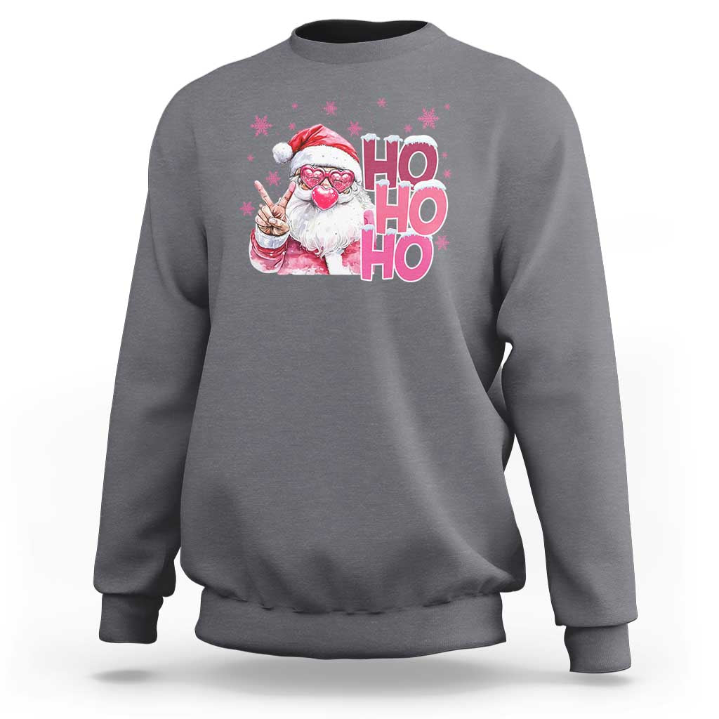 Christmas Couple Matching Sweatshirt Pink Santa Claus Ho Ho Ho - Wonder Print Shop