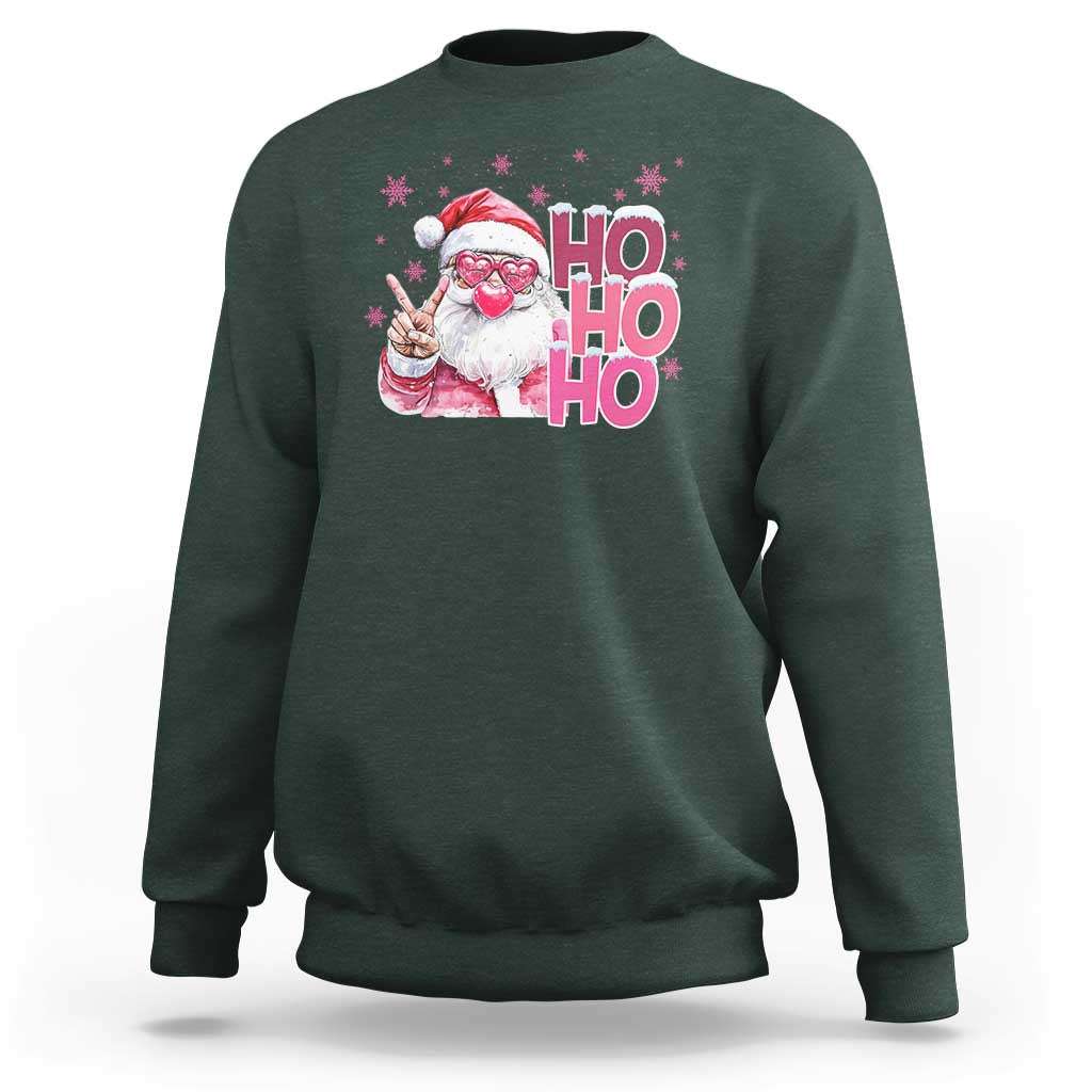 Christmas Couple Matching Sweatshirt Pink Santa Claus Ho Ho Ho - Wonder Print Shop