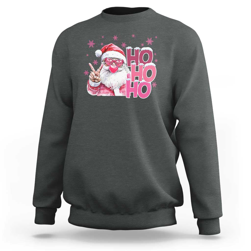 Christmas Couple Matching Sweatshirt Pink Santa Claus Ho Ho Ho - Wonder Print Shop