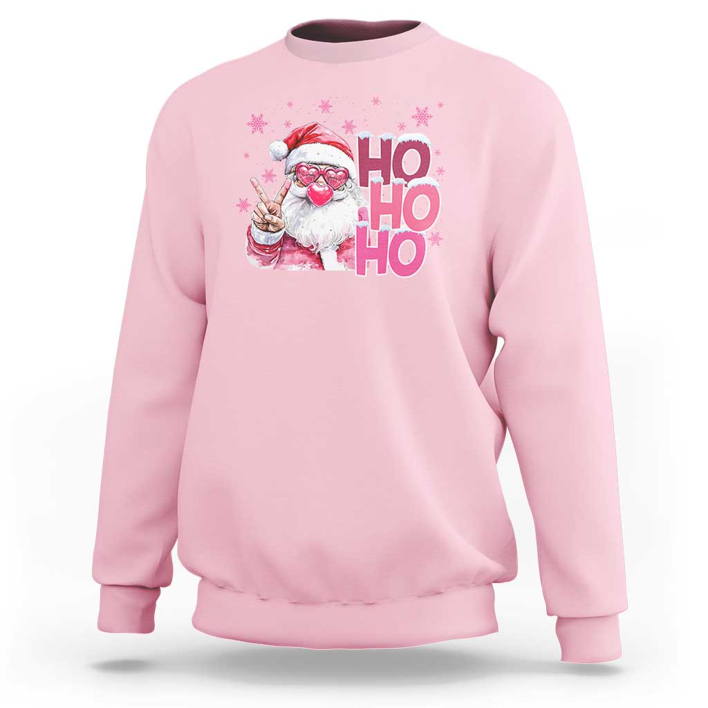 Christmas Couple Matching Sweatshirt Pink Santa Claus Ho Ho Ho - Wonder Print Shop
