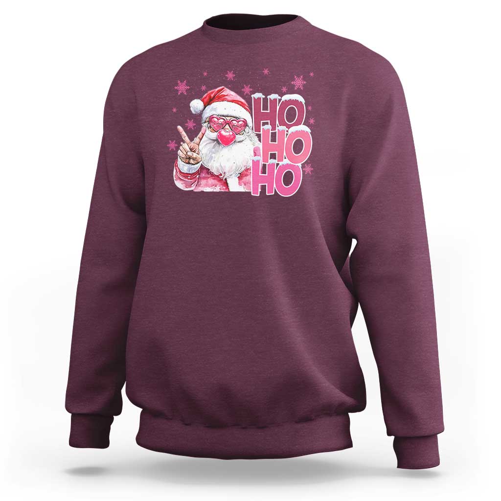 Christmas Couple Matching Sweatshirt Pink Santa Claus Ho Ho Ho - Wonder Print Shop
