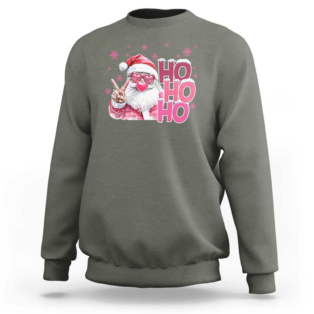 Christmas Couple Matching Sweatshirt Pink Santa Claus Ho Ho Ho - Wonder Print Shop