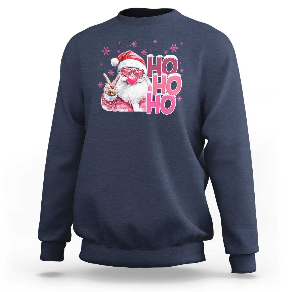 Christmas Couple Matching Sweatshirt Pink Santa Claus Ho Ho Ho - Wonder Print Shop