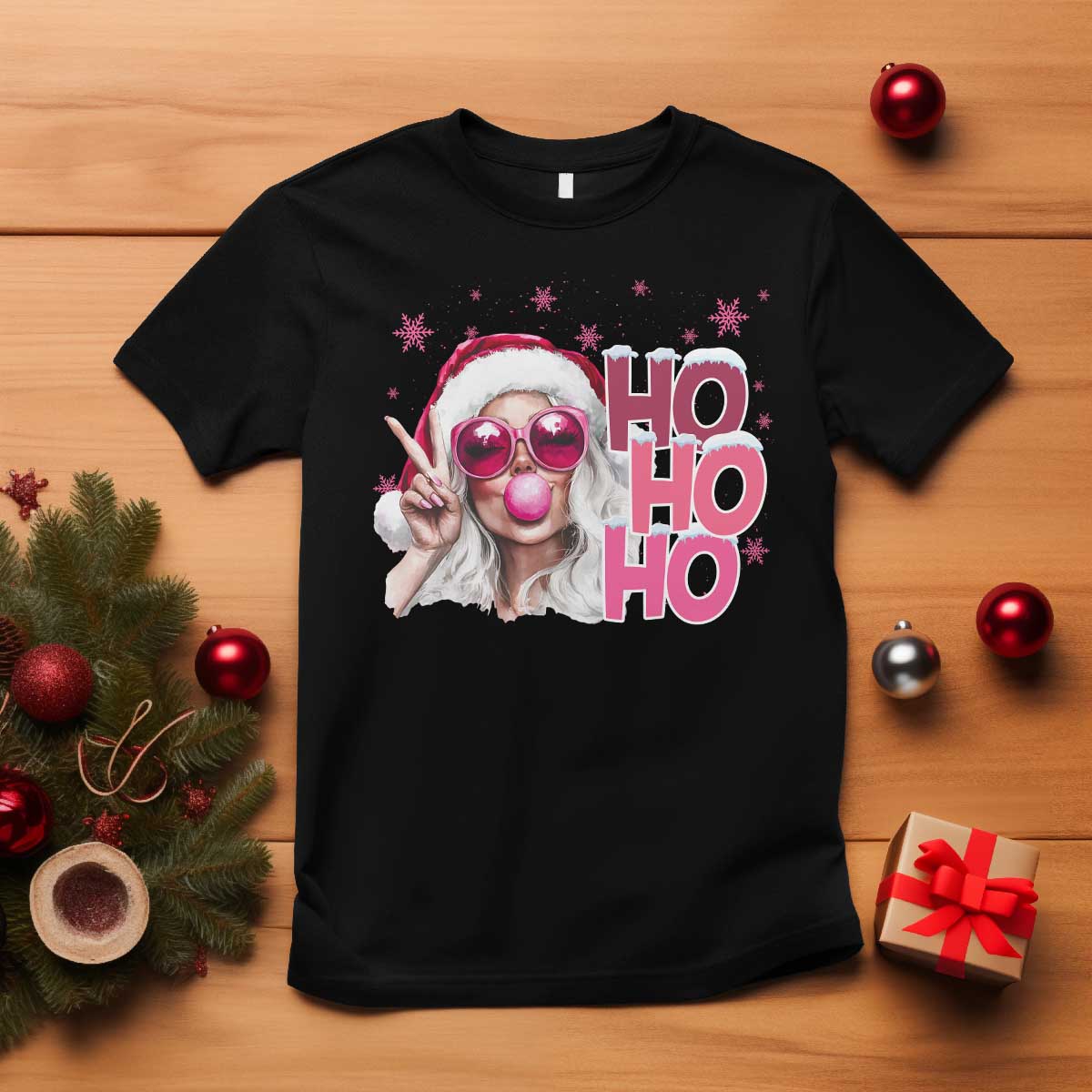 Christmas Couple Matching T Shirt Pink Mrs Claus Ho Ho Ho - Wonder Print Shop