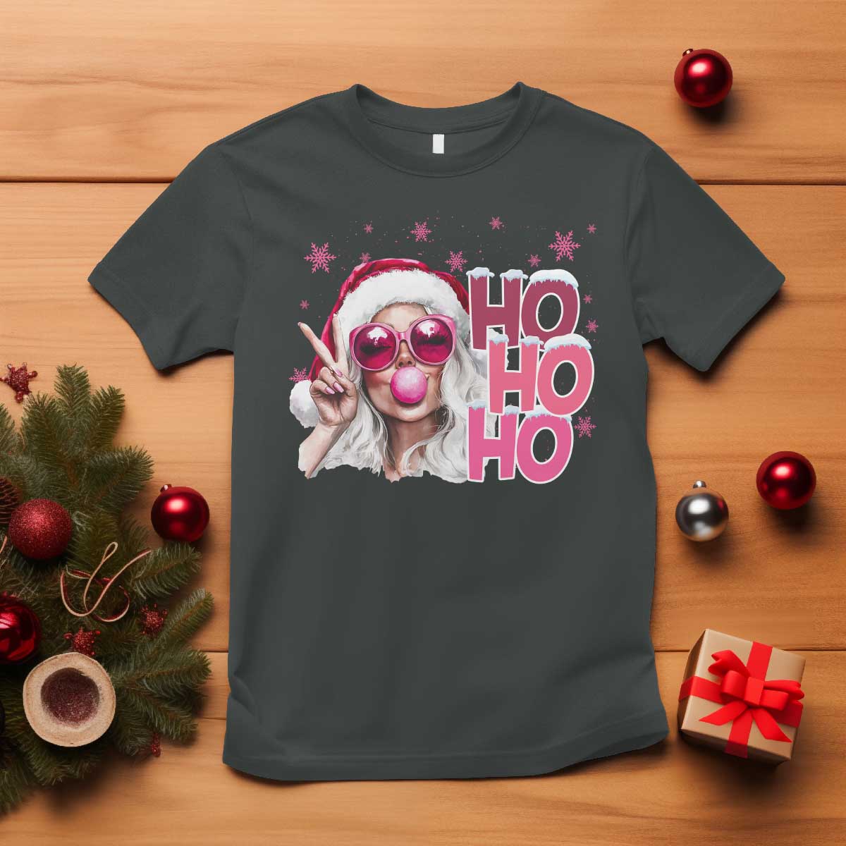 Christmas Couple Matching T Shirt Pink Mrs Claus Ho Ho Ho - Wonder Print Shop