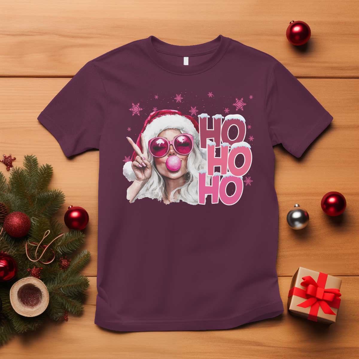 Christmas Couple Matching T Shirt Pink Mrs Claus Ho Ho Ho - Wonder Print Shop