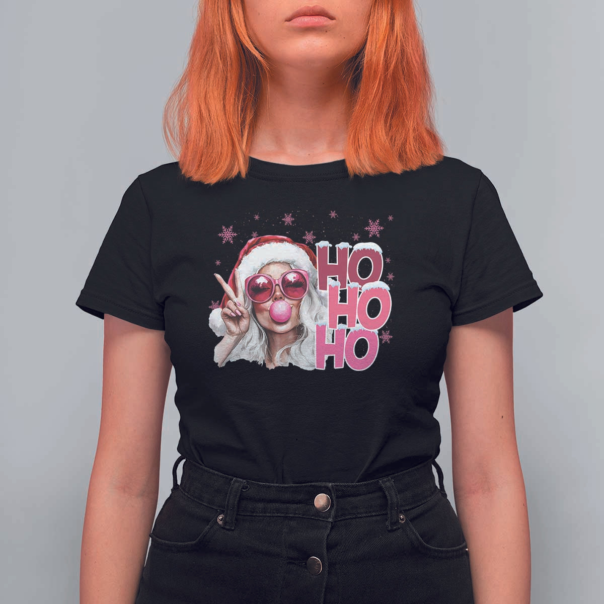 Christmas Couple Matching T Shirt For Women Pink Mrs Claus Ho Ho Ho - Wonder Print Shop