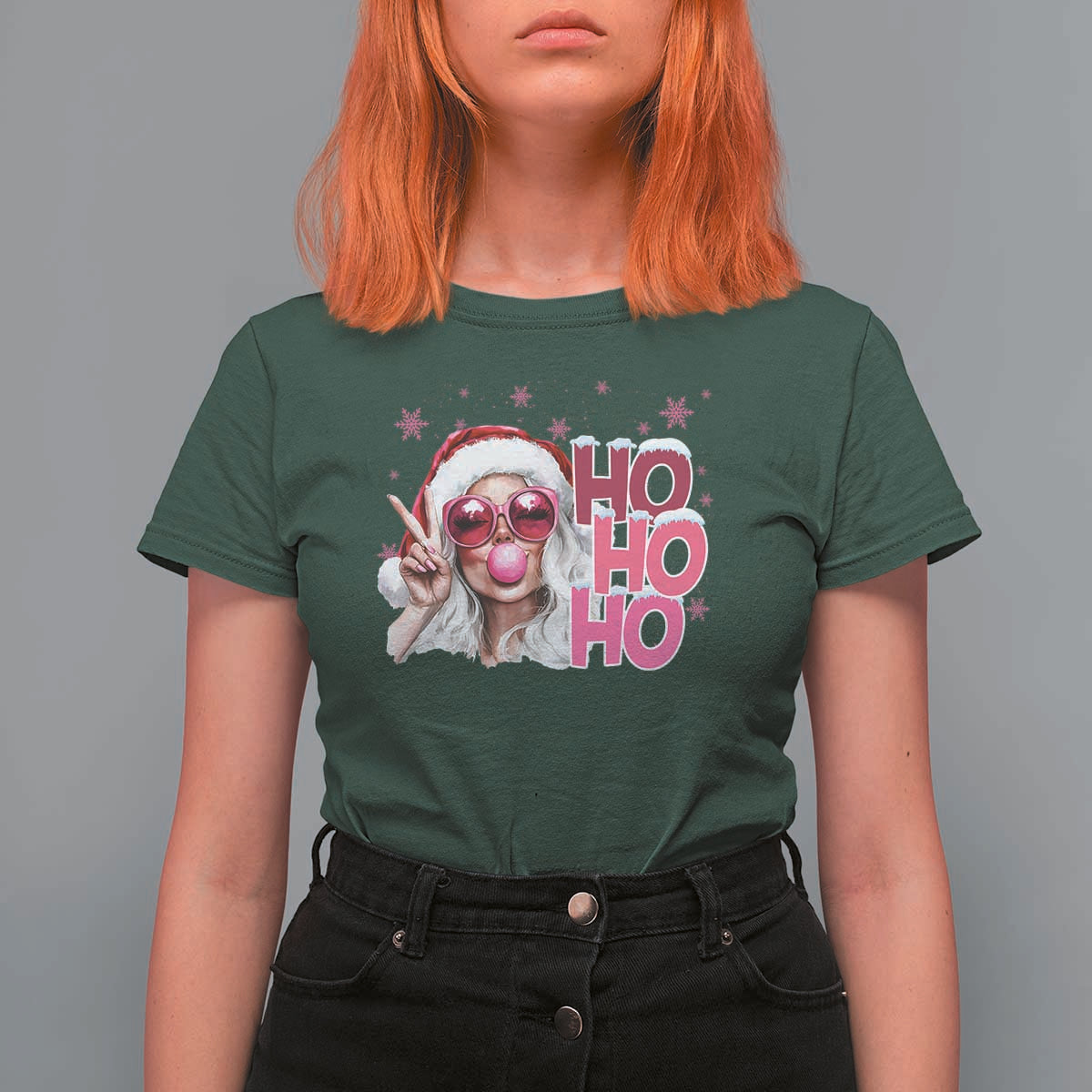 Christmas Couple Matching T Shirt For Women Pink Mrs Claus Ho Ho Ho - Wonder Print Shop