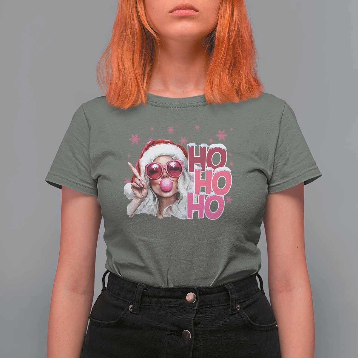 Christmas Couple Matching T Shirt For Women Pink Mrs Claus Ho Ho Ho - Wonder Print Shop