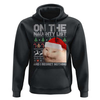 Funny Christmas Cat Hoodie On The Naughty List And I Regret Nothing Meme Ugly Xmas