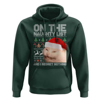 Funny Christmas Cat Hoodie On The Naughty List And I Regret Nothing Meme Ugly Xmas