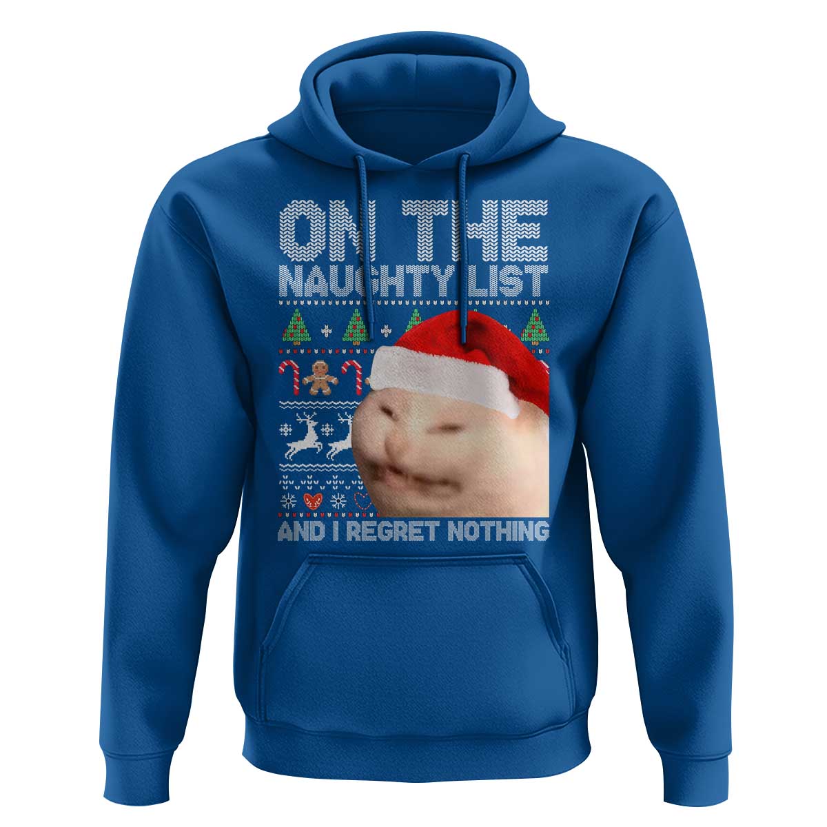 Funny Christmas Cat Hoodie On The Naughty List And I Regret Nothing Meme Ugly Xmas