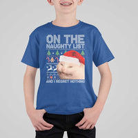 Funny Christmas Cat T Shirt For Kid On The Naughty List And I Regret Nothing Meme Ugly Xmas - Wonder Print Shop