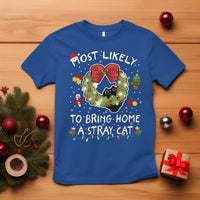 Kitten Christmas T Shirt Most Likely To Bring Home A Stray Cat Matching Xmas - Wonder Print Shop