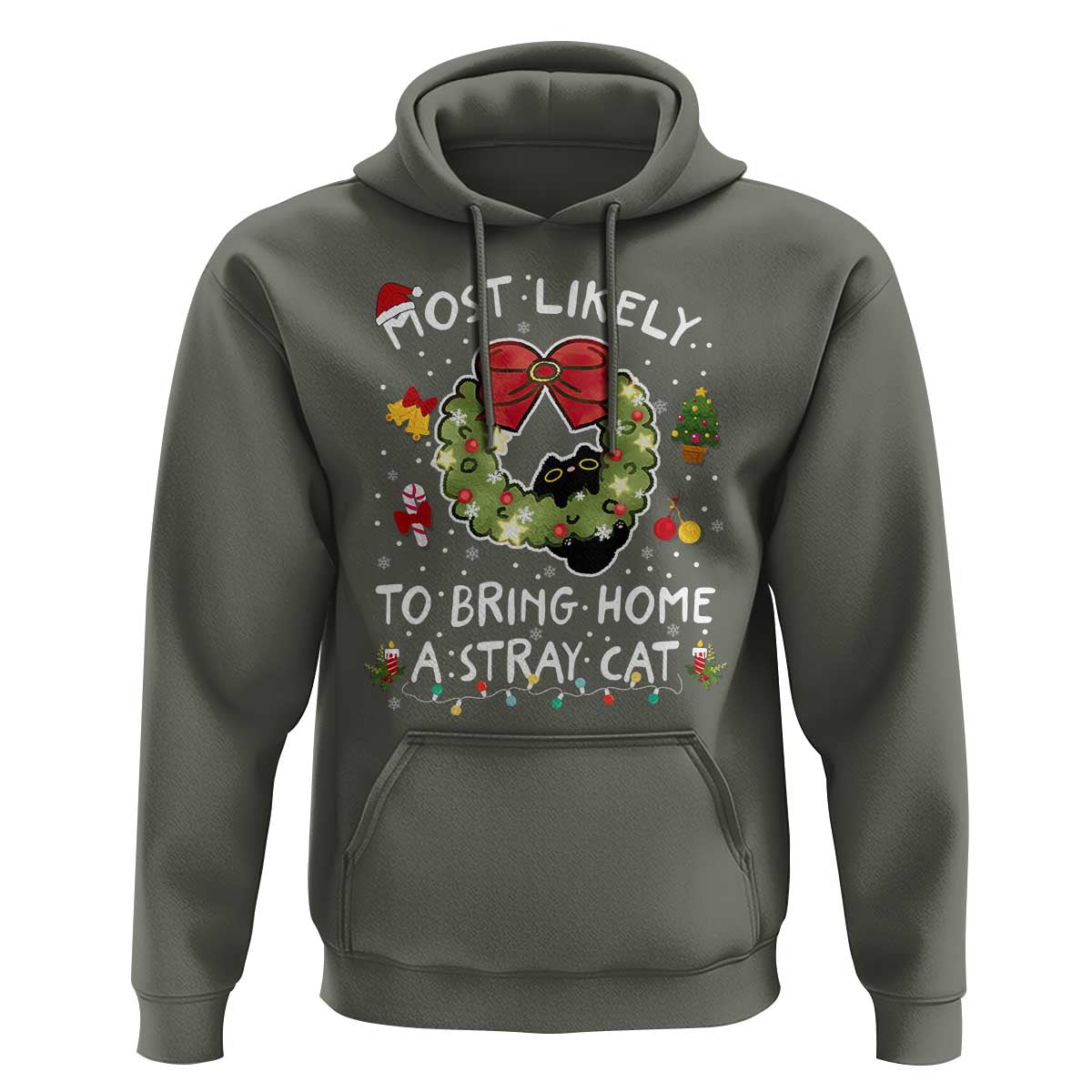 Kitten Christmas Hoodie Most Likely To Bring Home A Stray Cat Matching Xmas