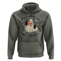 Funny Black Santa Retro Hoodie Nothing For You Whore Christmas Joke Gift