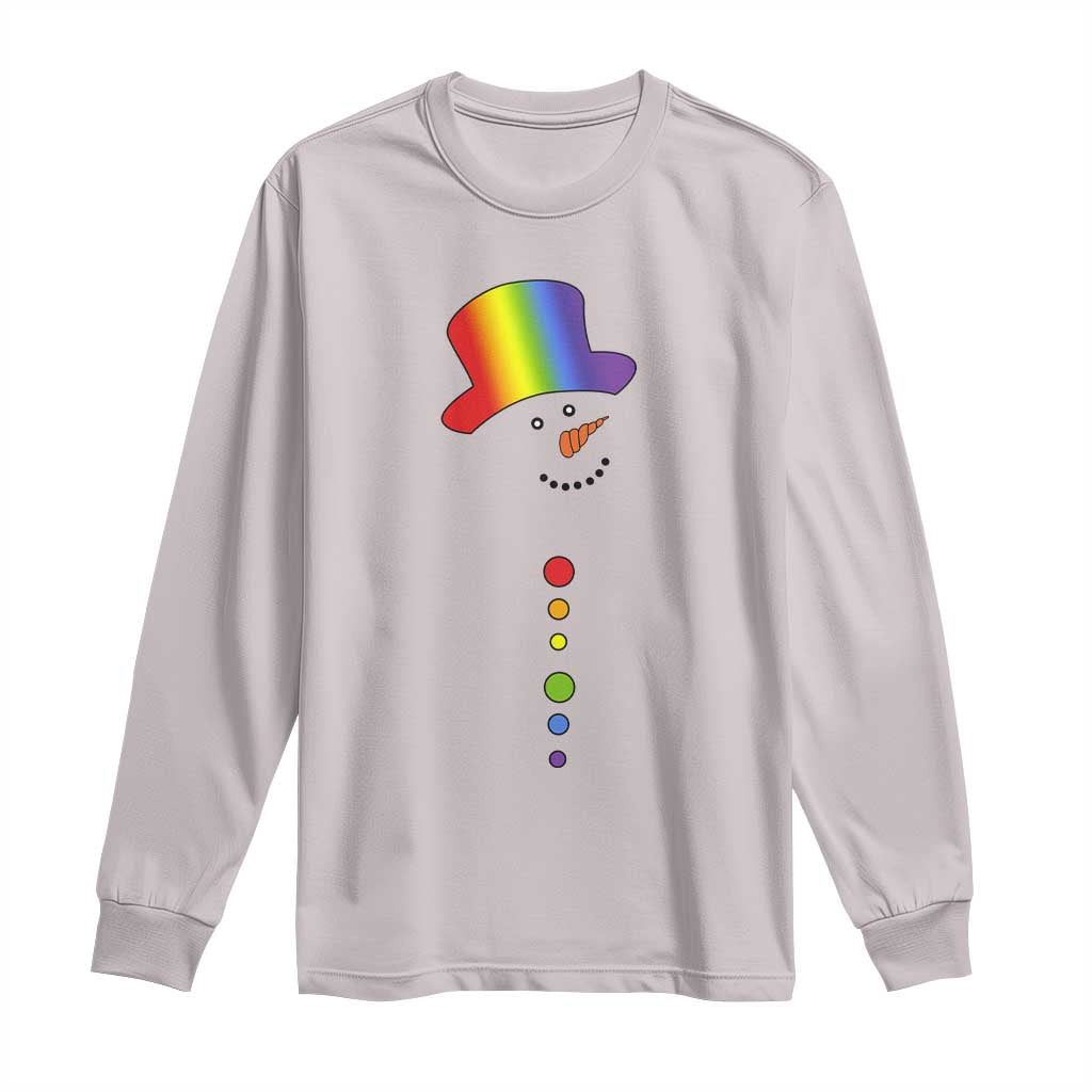 LGBTQ Christmas Long Sleeve Shirt Rainbow Gay Pride Holiday Snowman
